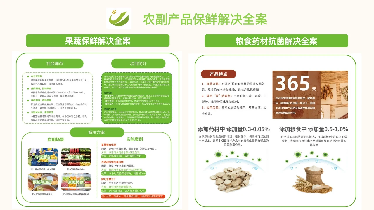 农副产品保鲜解决全案 PPT 内容